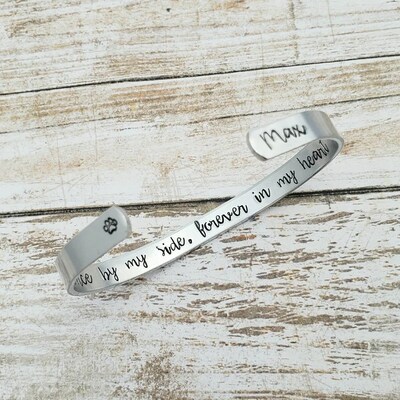 Pet Memorial Bracelet, Pet Remembrance Gift, Personalized Pet Jewelry, Dog Memorial Gift, Pet Loss Gift, Hand Stamped Jewelry, Gift For Her - image3